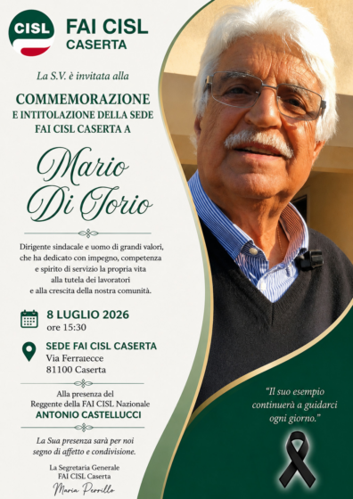Commemorazione ed intitolazione della sede FAI-CISL Caserta a Mario Di Iorio